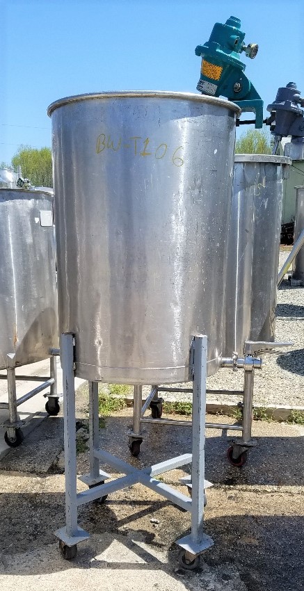 ***SOLD***used 55 Gallon Stainless Steel Mixing Tank. Portable on wheels.  23